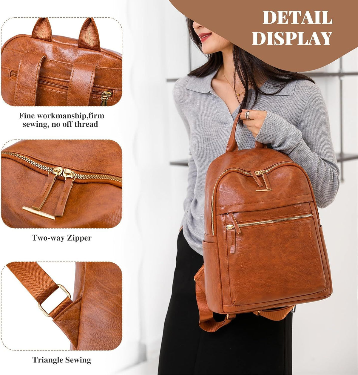 Women Backpack PU Leather Mini Backpack Purse Casual Shoulder Bag Fashion Ladies Daypacks Travel Backpack