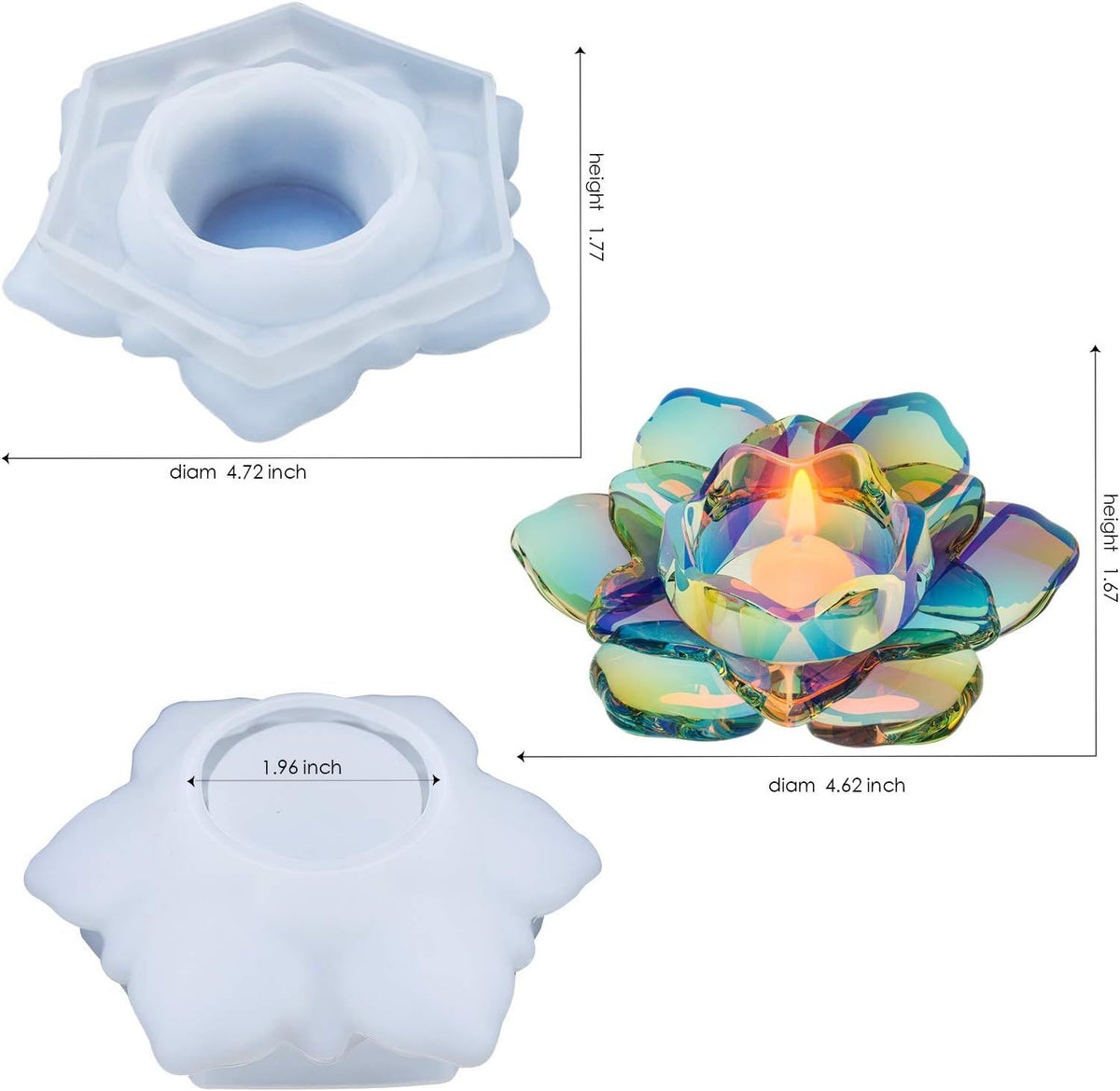 Lotus Tealight Candles Holders Resin Mold, Flower Candlestick Epoxy Casting Silicone Molds for DIY Jewelry Box, Trinket Container