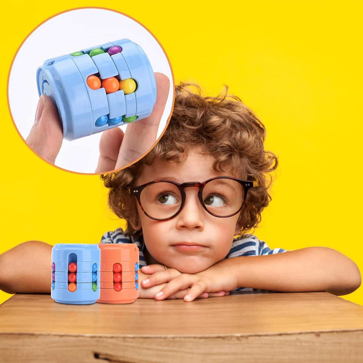 Rotating Cans Magic Bean Cube Fingertip Toys, Spinner Rotating Toys Reliever Stress Toys, Anxiety Relief Learning