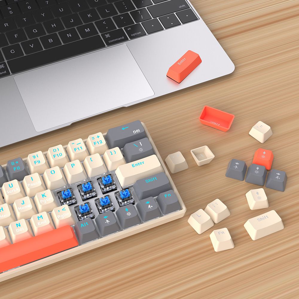 Portable Mechanical Gaming Keyboard, Compact 68 Keys Mini Wired Office Keyboard Office Keyboard  for Win/Mac/PC/Laptop