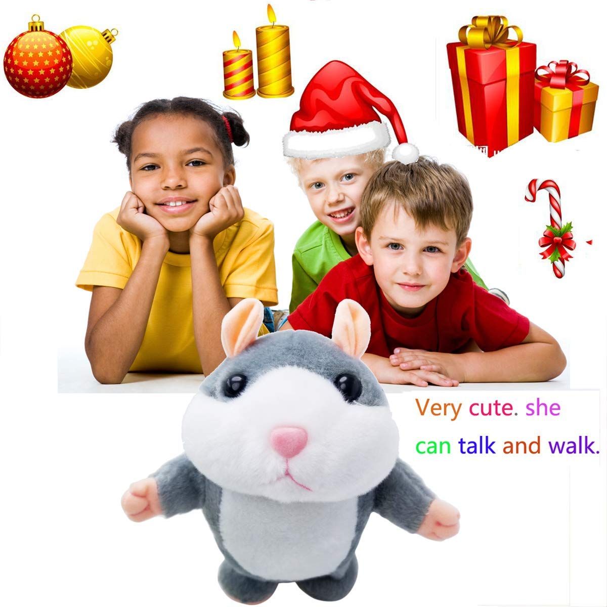 Talking Hamster Plush Toy, Repeat What You Say Funny Kids Stuffed Toys, Talking Record Plush Interactive Toys for, Birthday