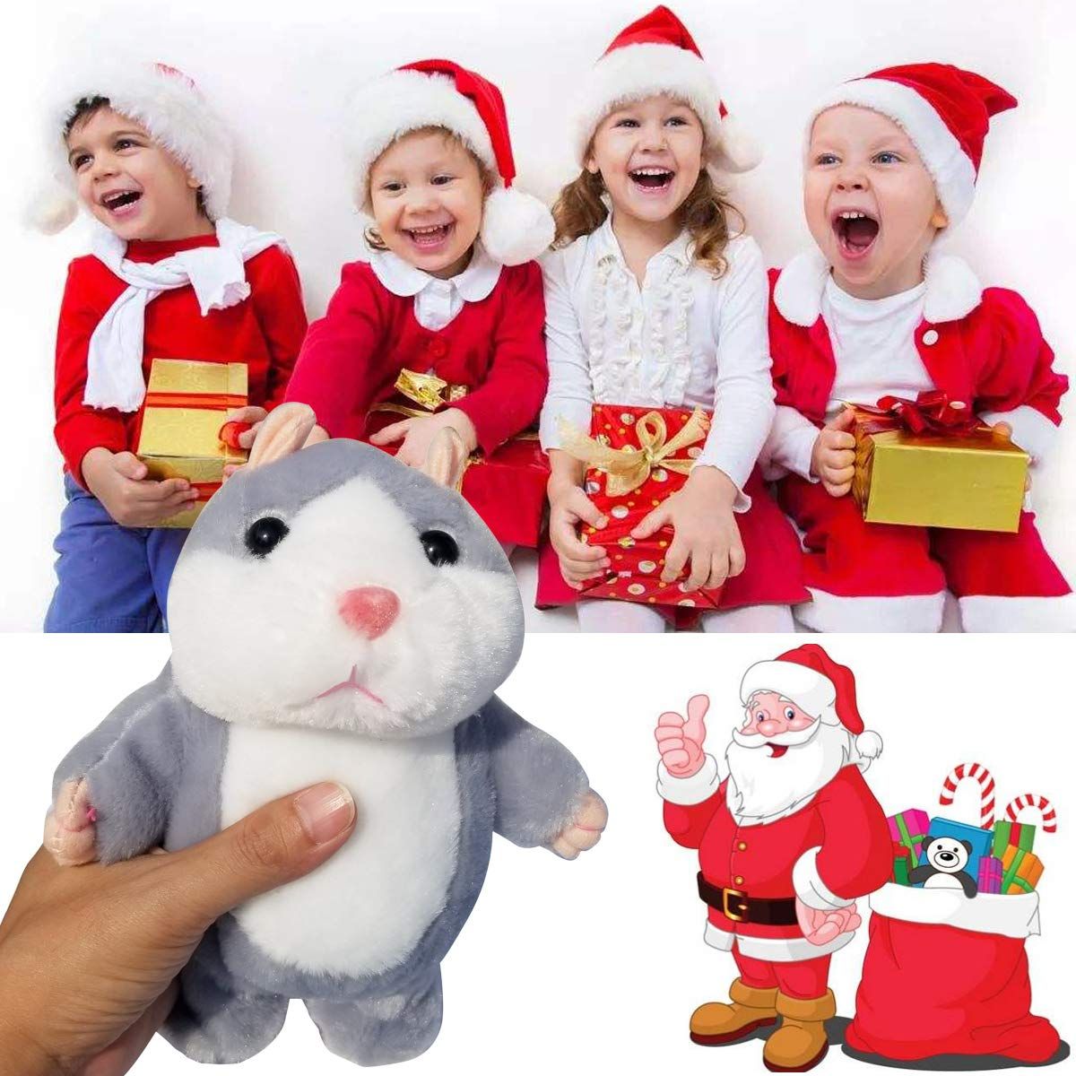 Talking Hamster Plush Toy, Repeat What You Say Funny Kids Stuffed Toys, Talking Record Plush Interactive Toys for, Birthday