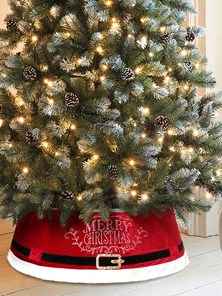 Christmas Tree Skirt Red Velvet Christmas Tree Skirt Christmas Tree Bottom Decoration Apron Christmas Tree Skirt Belt Shape