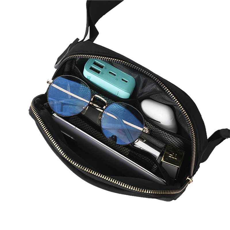Unisex Mini Fashion Waist Packs, Water Resistant, Adjustable Strap, 1 Main Compartment, 3 Mesh Slots, 1 Back Zipper Pocket, Black