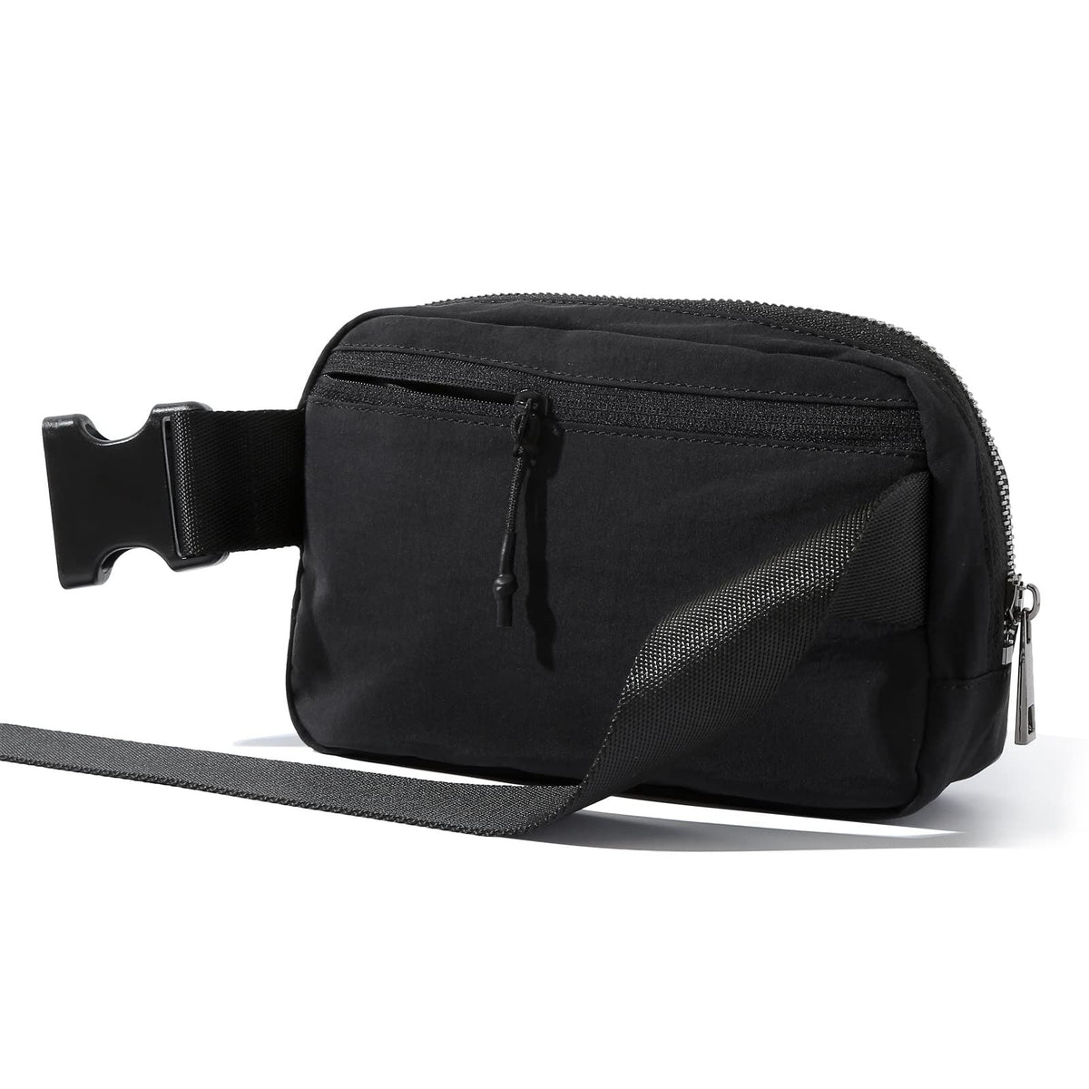 Unisex Mini Fashion Waist Packs, Water Resistant, Adjustable Strap, 1 Main Compartment, 3 Mesh Slots, 1 Back Zipper Pocket, Black