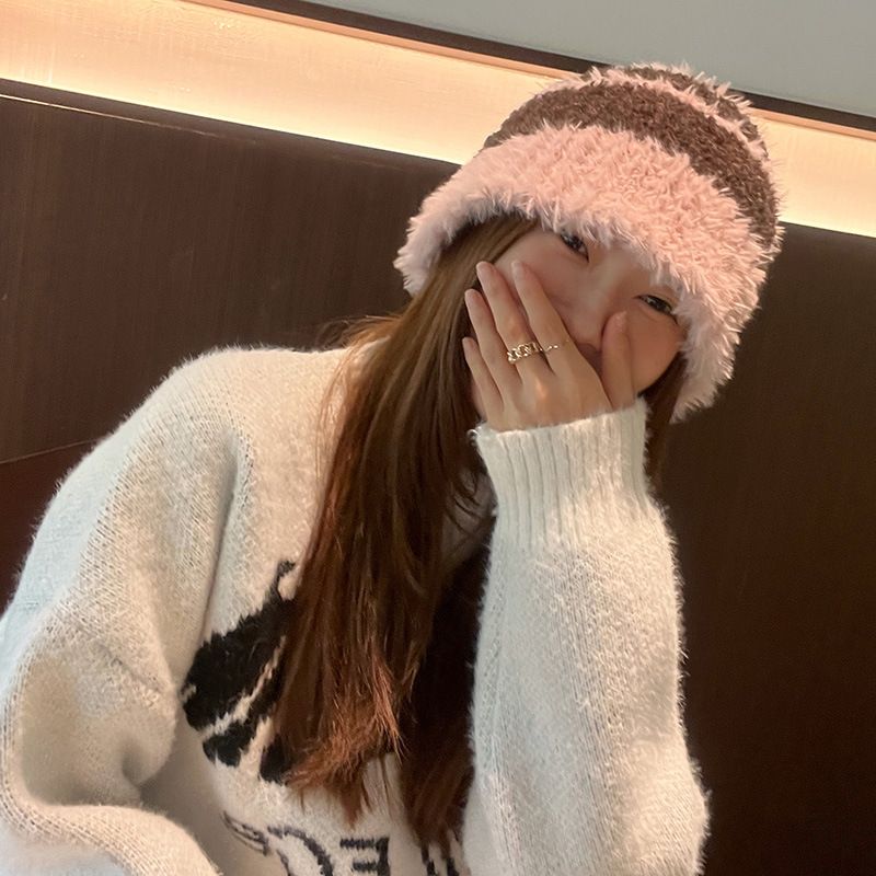 Knitted Bucket Hat Women Costume Hats Halloween Warm Soft Crochet Christmas New Year Warm Soft Bucket Hat