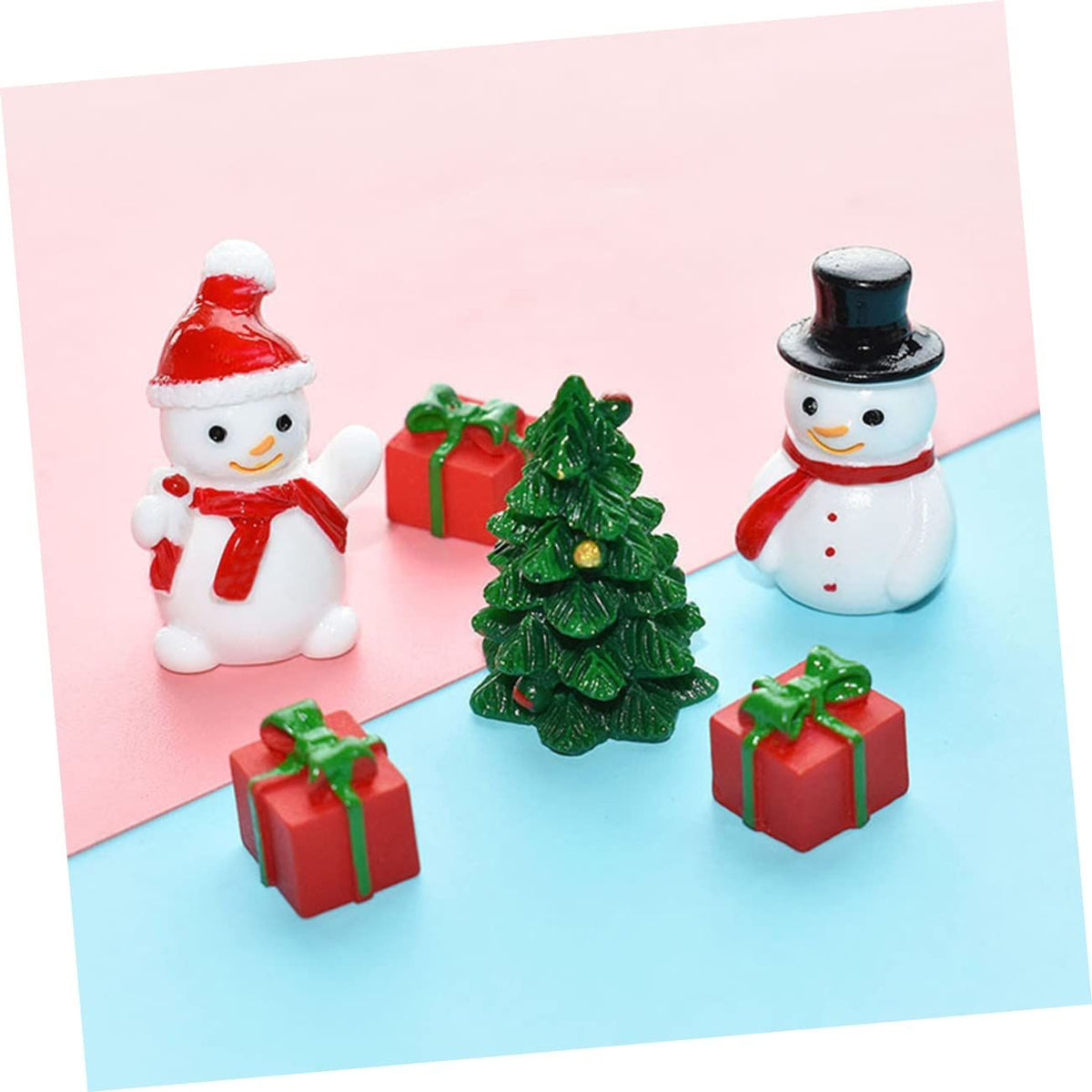 20pcs Mini Snowman Holiday Tabletop Miniature Christmas Snowman Figurines DIY Snow Globe Tiny Snowman Winter Landscape