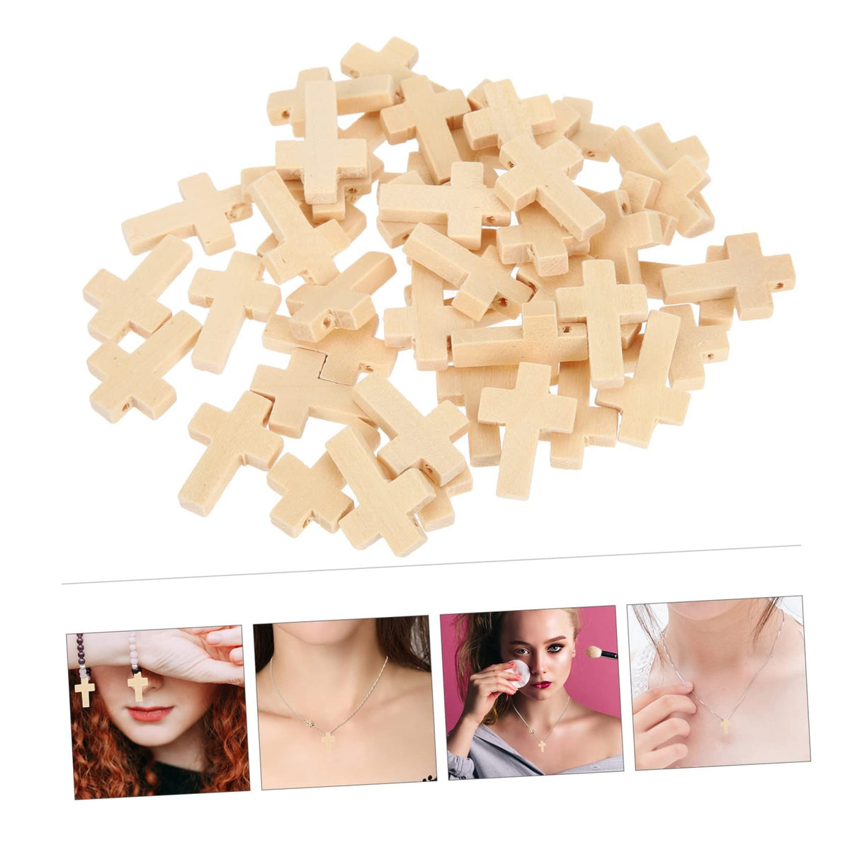 50pcs Cross Pendant Wood Cross Bulk Vintage Ornament Christ Cross Charms Cross Necklace Pendant Charm Holder for Necklace