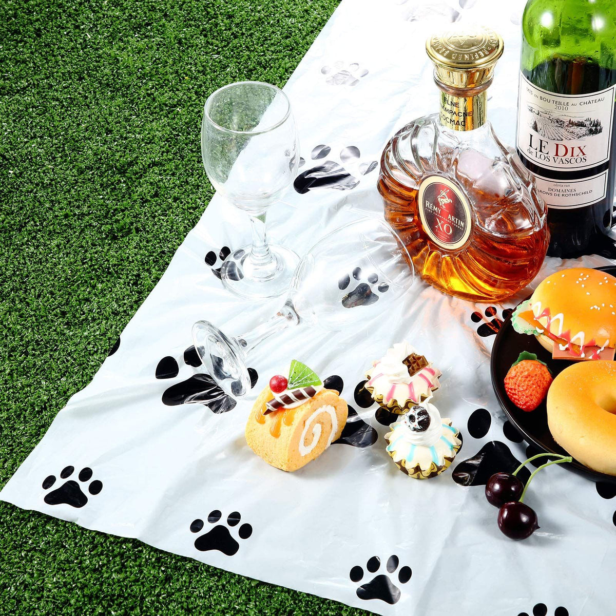 2 Pieces Puppy Paw Print Plastic Tablecloth Disposable Table Cover Puppy Themed Birthday Party Decorations for Dog Party Supplies