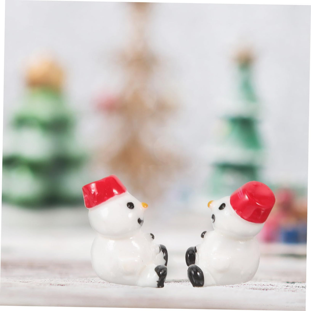 10pcs miniature Christmas statuette tray suite Fairy decor dining table resin cream plastic Model Accessories decorations snowman decor decorate snowman ornaments