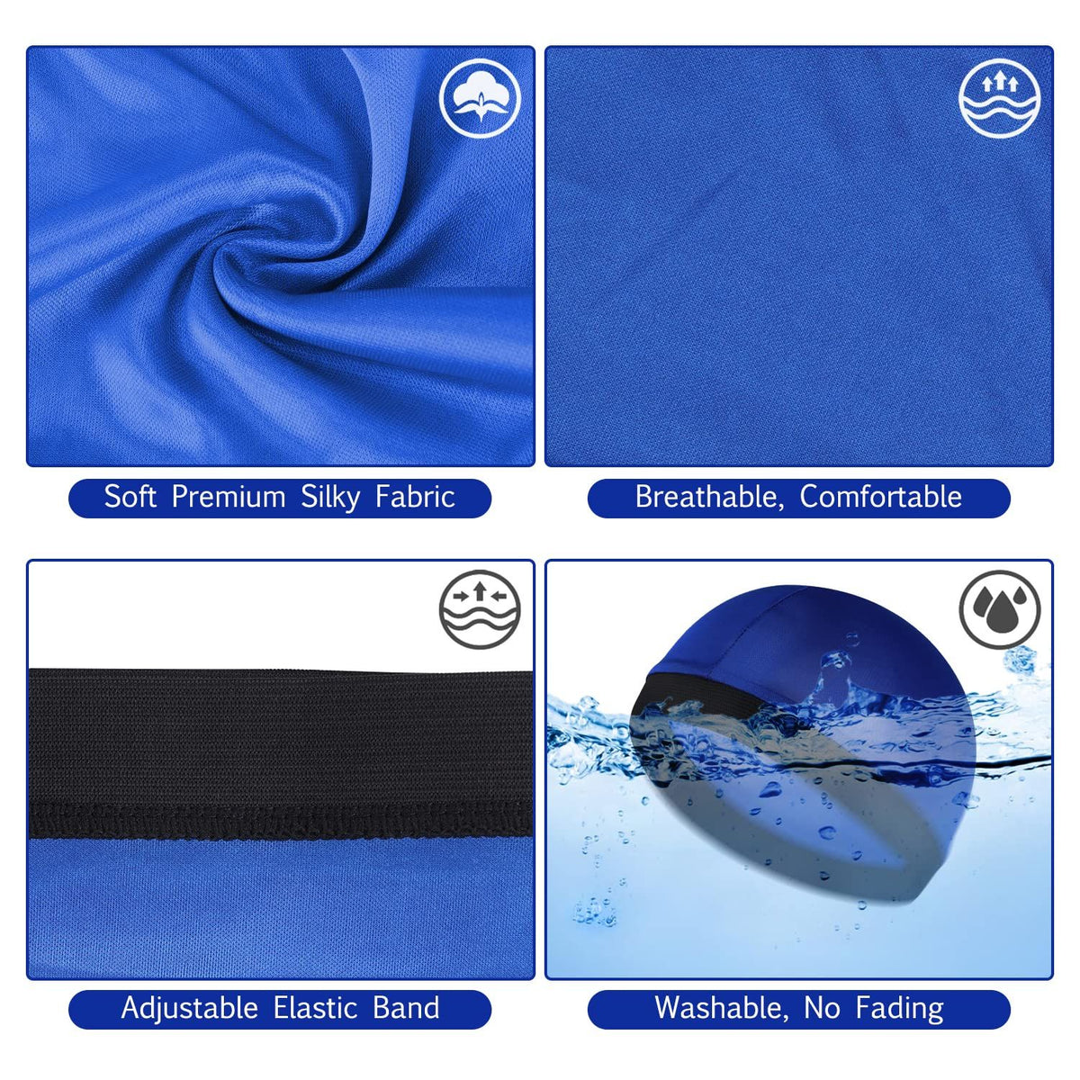 6Pcs Wave Cap for Men Elastic Band Caps Waves Soft Breathable Satin Unisex Adults Kids Hats Shower, 9.45 × 7.01 × 0.2 inches