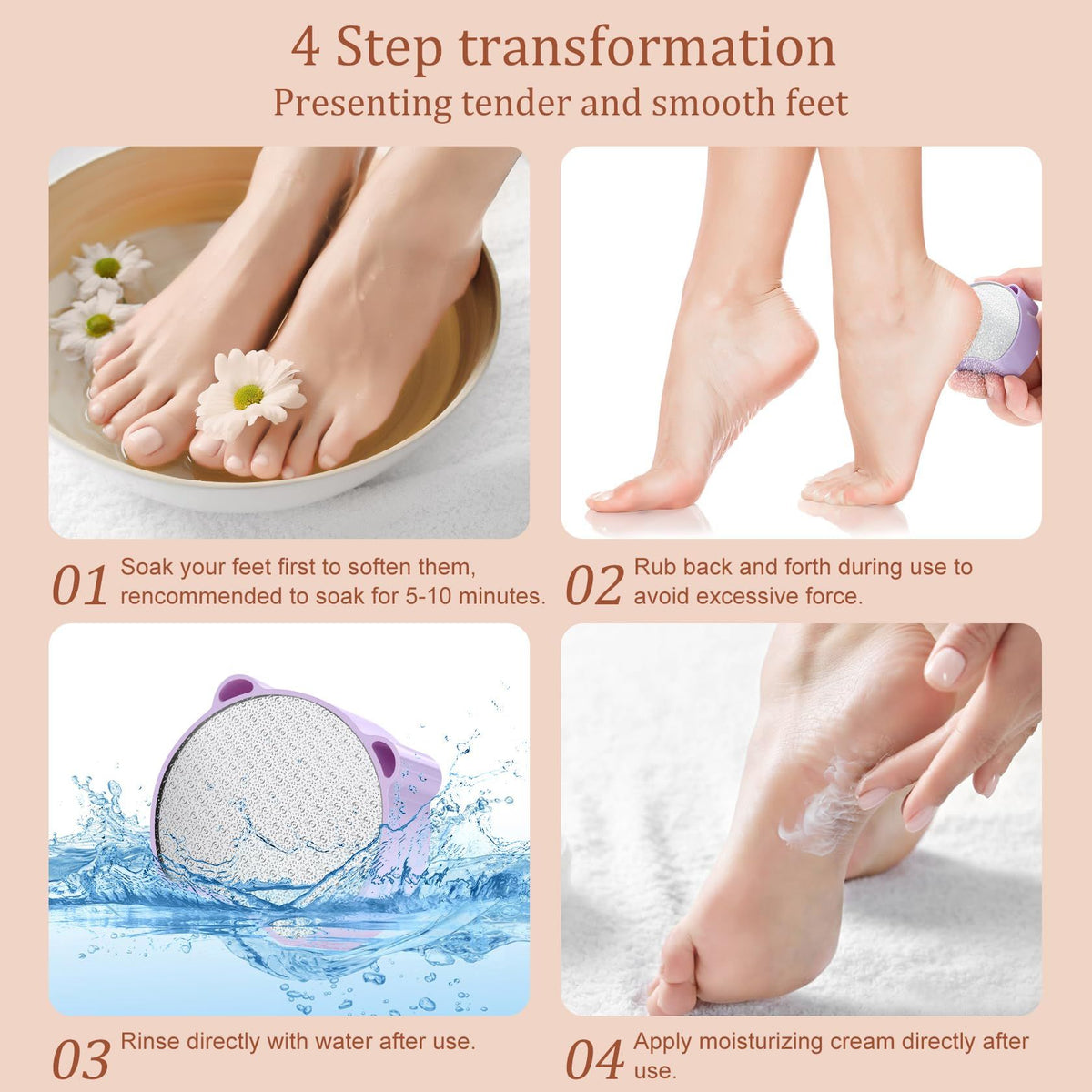 Hair Removal, Nail and Foot Beauty Tools, Double-Sided and Multifunctional. Compact and Portable,  1Pcs Purple