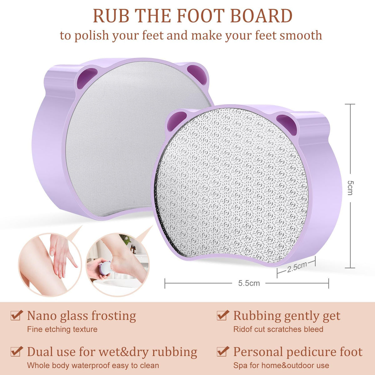 Hair Removal, Nail and Foot Beauty Tools, Double-Sided and Multifunctional. Compact and Portable,  1Pcs Purple