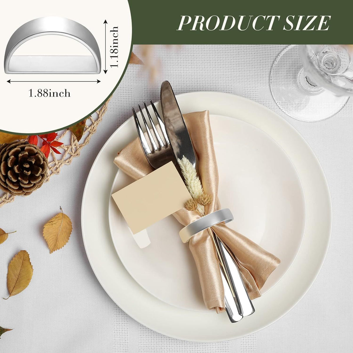 10 Pcs Stainless Steel Napkin Rings Metal Napkin Ring Holders Modern Holder Buckles Metallic Adornment  (Matte Silver Semicircle)