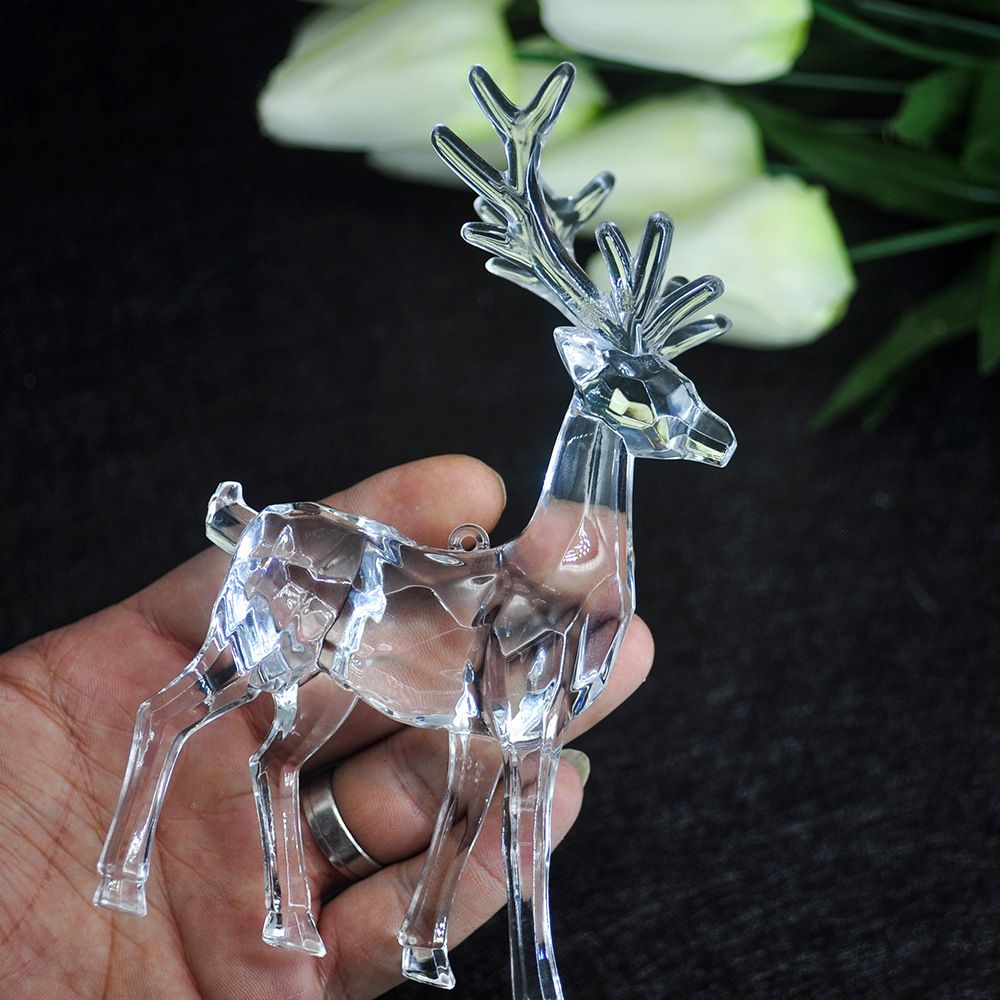 5pcs Christmas Reindeer Ornaments Acrylic Reindeer Deer Figurine Glass Collection Ornament Statue Animal Collectible Standing