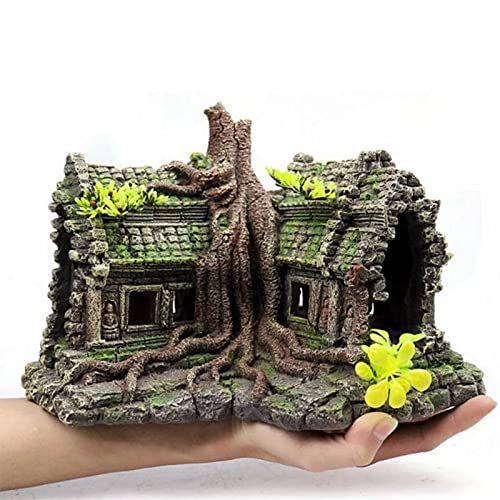 Aquarium Decorations Large Fish Tank Ornament Reptile House Shelter Decor Aquarium Hides with Betta Cave Temple Ruins Tree House