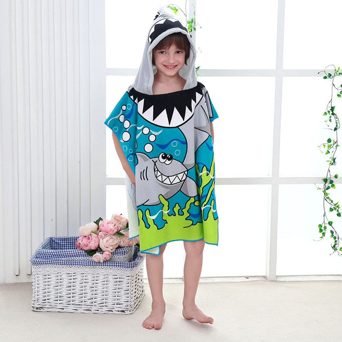 Beach Bath Poncho Towels,Kids Poncho Towel Swimming Towel Microfibre Ultra Soft and Extra Large Bathrobe for Girls Boys Children