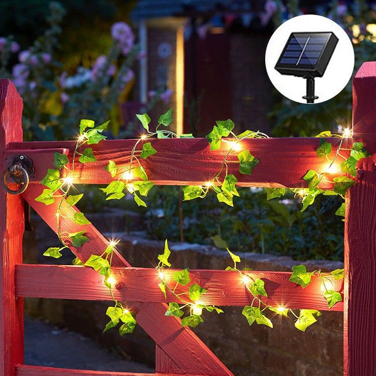 Outdoor String Lights, Fairy Lights Artificial Rattan Leaf Battery Powered Led Lights Wedding Christmas Led Garden Decoration Outdoor