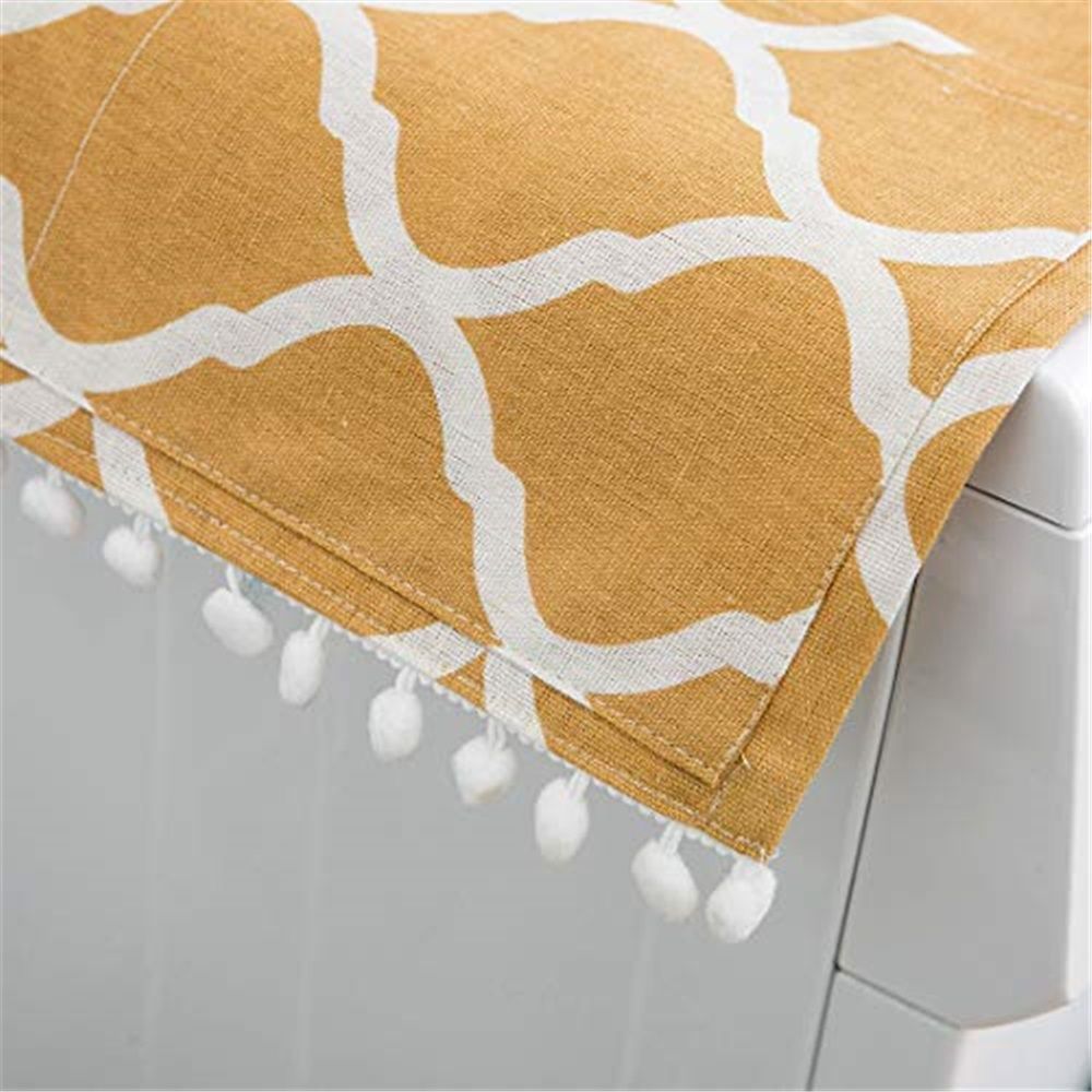 Washing Machine Organizer, Pattern with Effect Ornamental Antique Feminine Design, Anti-slip Fabric Top Cover for Washer Dryer, Yellow ,22 x 51 Inch