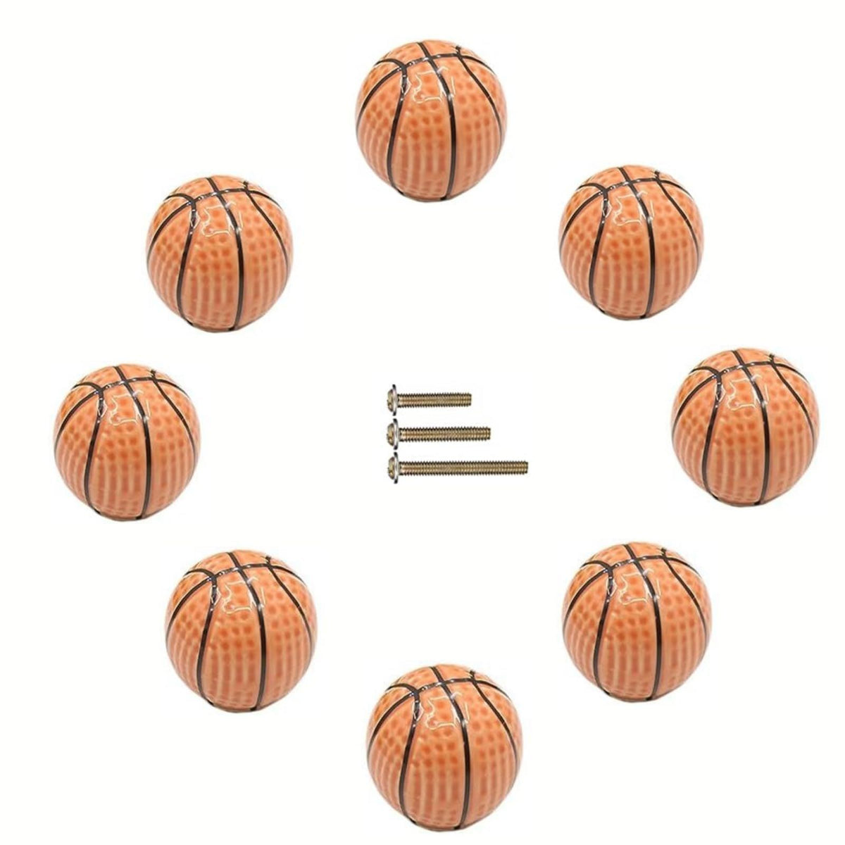8 Pcs Heavy Ceramic Basketball Shape Knobs,Sports Theme Kindergarten Baby Home Decor Knob Pulls for Children's Desks