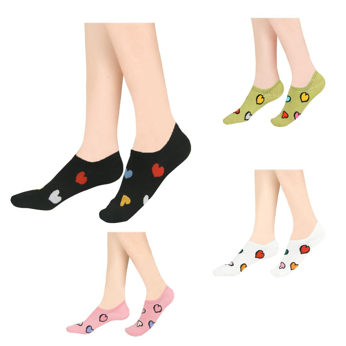 4pcs Womens Cute No Show Socks Girls Funny Floral Animal Patterned Low Cut Socks Novelty Cotton Liner Loafer Socks