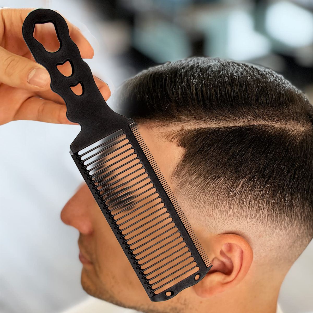 2 Pcs Fade Combs, Professional Hair Cutting Comb Heat Resistant Flat Top Comb Curved Positioning Flat Top Comb, Black