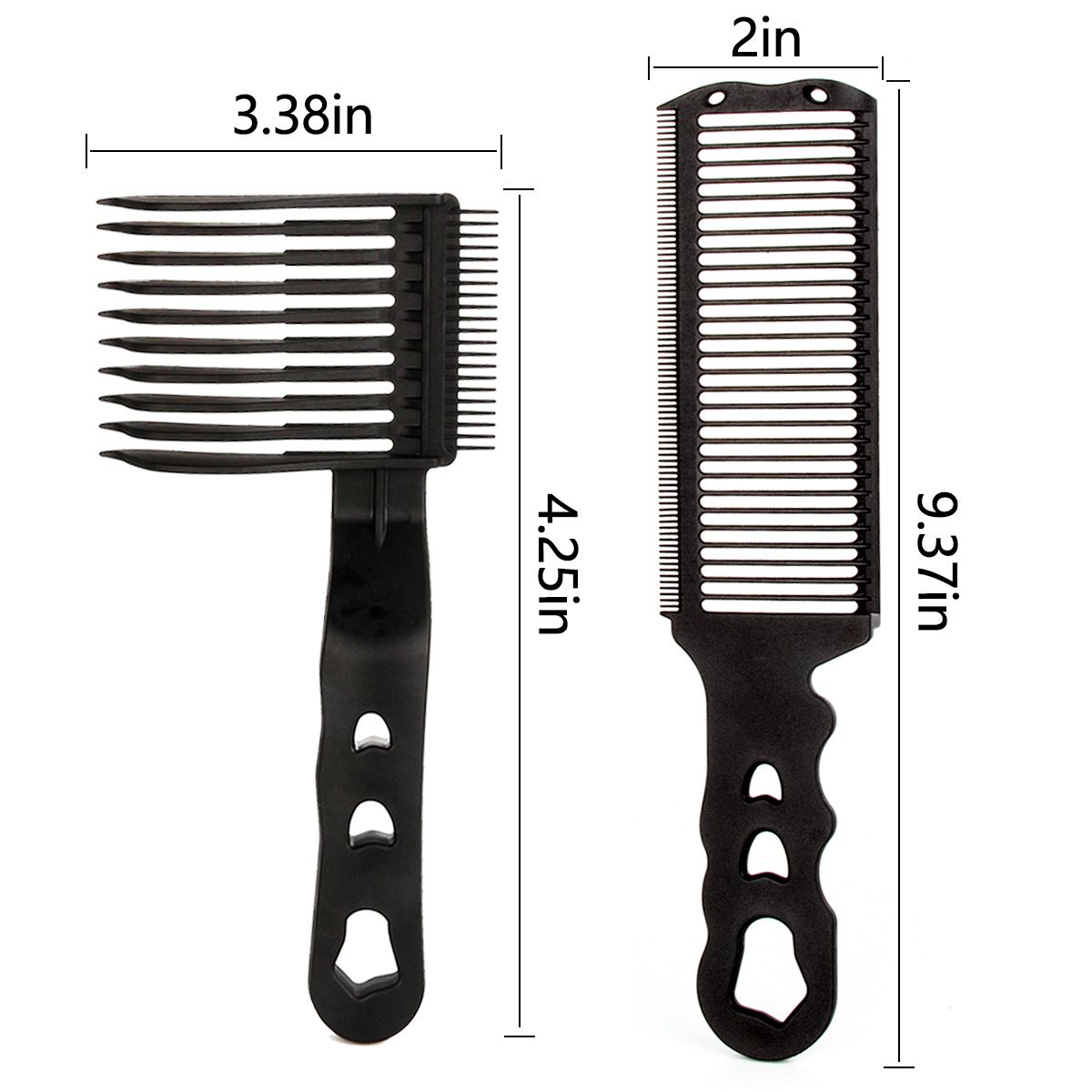 2 Pcs Fade Combs, Professional Hair Cutting Comb Heat Resistant Flat Top Comb Curved Positioning Flat Top Comb, Black