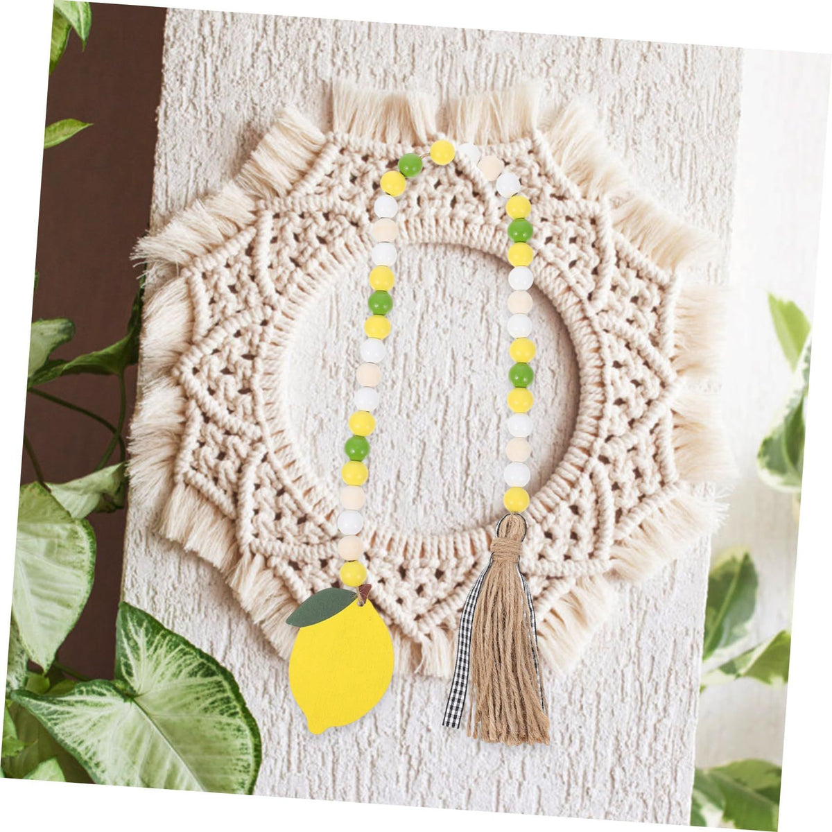 String Lemon Beads Lemon Decorations for Home Rustic Ornaments Home Decor Tray Decorations Curtain for Windows Hanging Bead