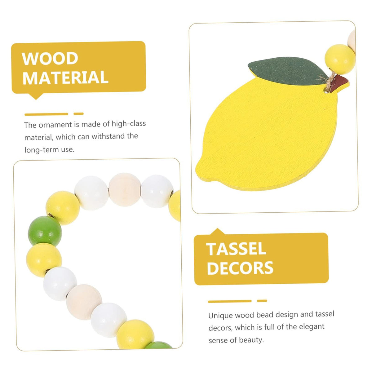String Lemon Beads Lemon Decorations for Home Rustic Ornaments Home Decor Tray Decorations Curtain for Windows Hanging Bead