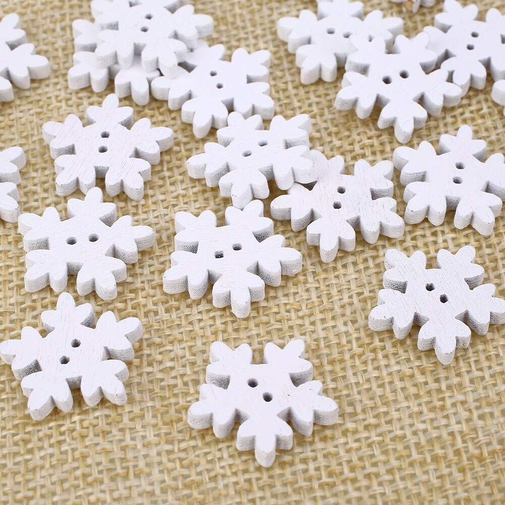 100pcs Christmas White Wooden Snowflakes Buttons for Scrapbooking Craft
Sewing Button DIY Button Christmas White Snowflake Wood