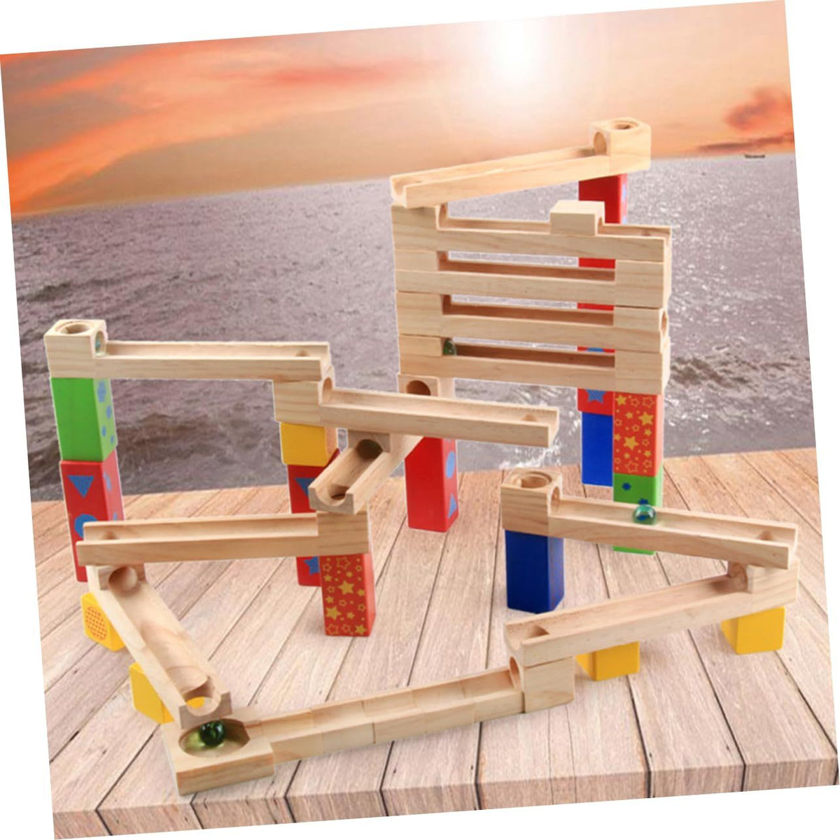 Children Balance Block Toy Building Blocks Toys Wooden Balance Blocks Marble Maze Game Marble Run Toy Maze Block Toy Balance