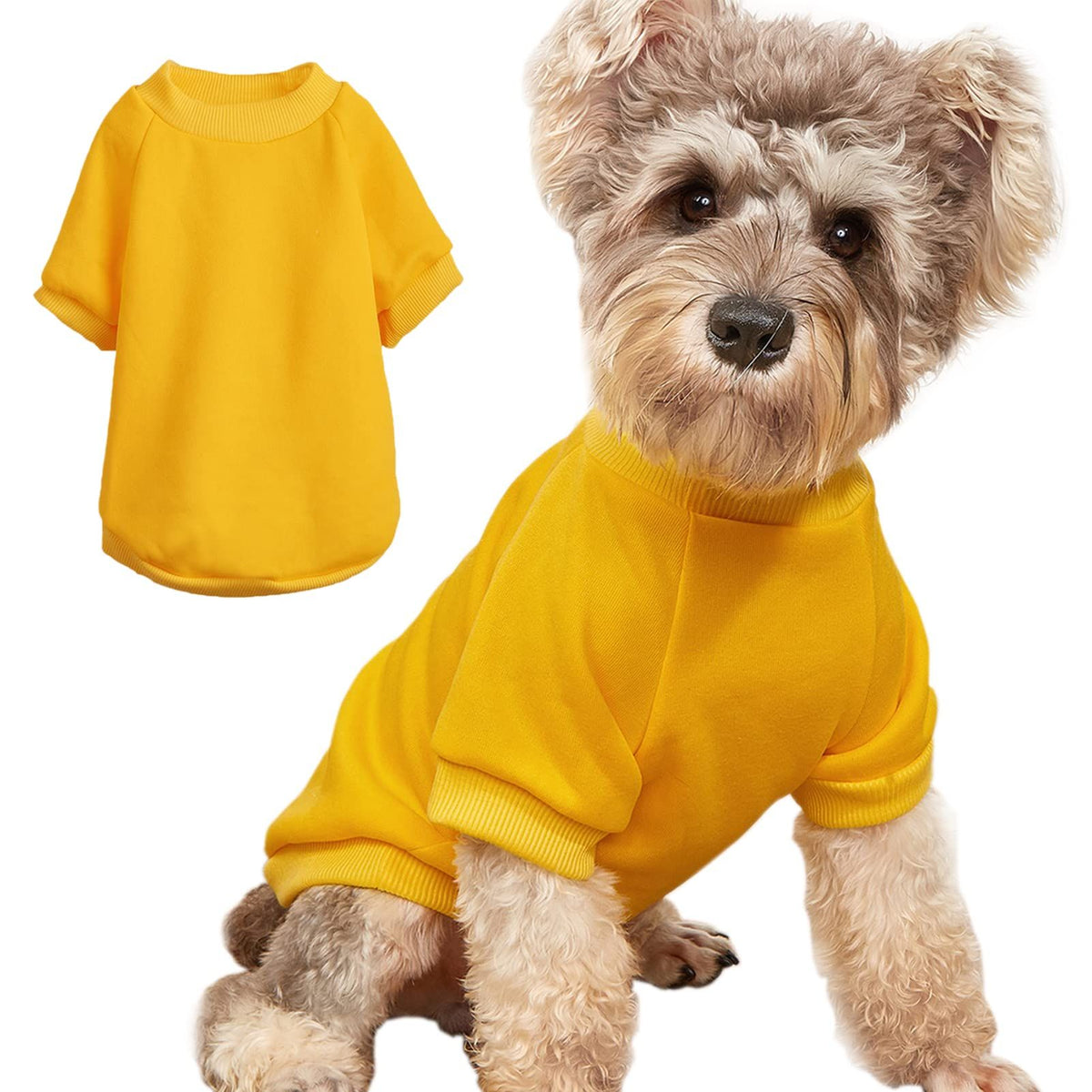 Puppy Sweater for Small Dogs Clothes Warm Winter Cat Clothe Pet Sweatshirt Knitwear Doggie Kitten Clothing, Yellow, Medium