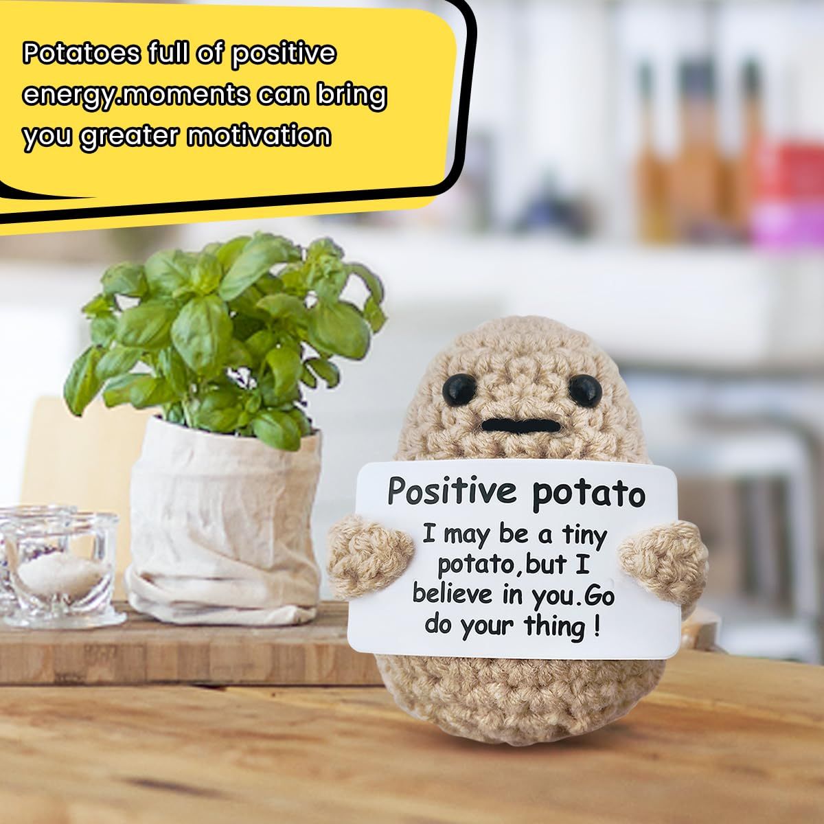 Mini Funny Positive Potato, Cute Wool Funny Knitted Positive Potato, Positive Gifts Funny Gifts Positive Potato for New Year Gift
