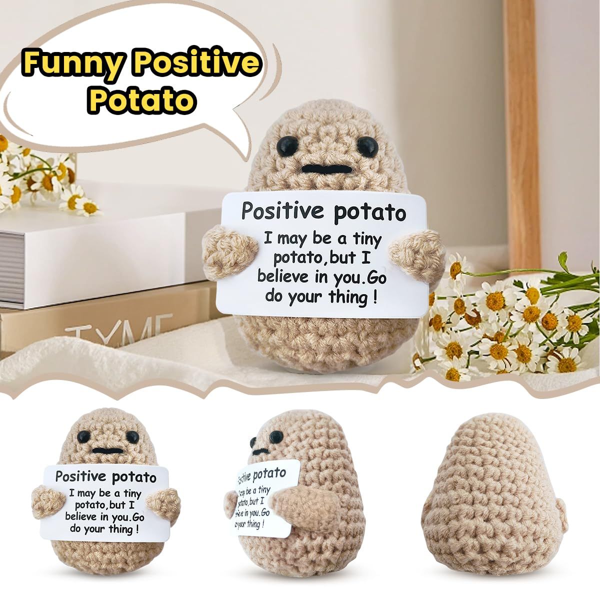 Mini Funny Positive Potato, Cute Wool Funny Knitted Positive Potato, Positive Gifts Funny Gifts Positive Potato for New Year Gift