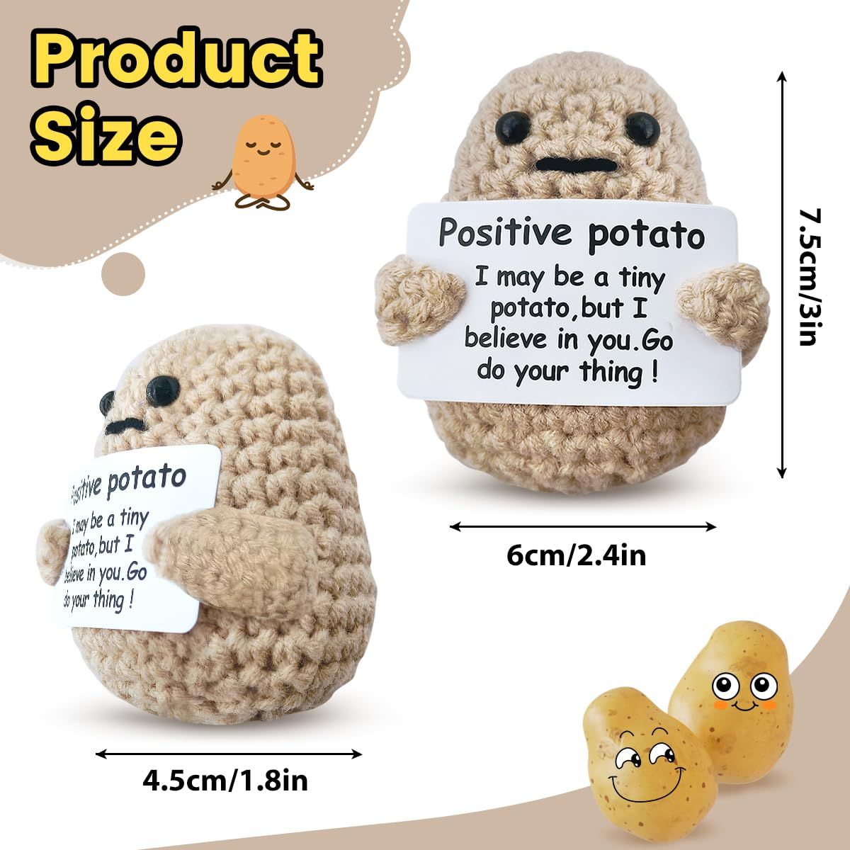 Mini Funny Positive Potato, Cute Wool Funny Knitted Positive Potato, Positive Gifts Funny Gifts Positive Potato for New Year Gift