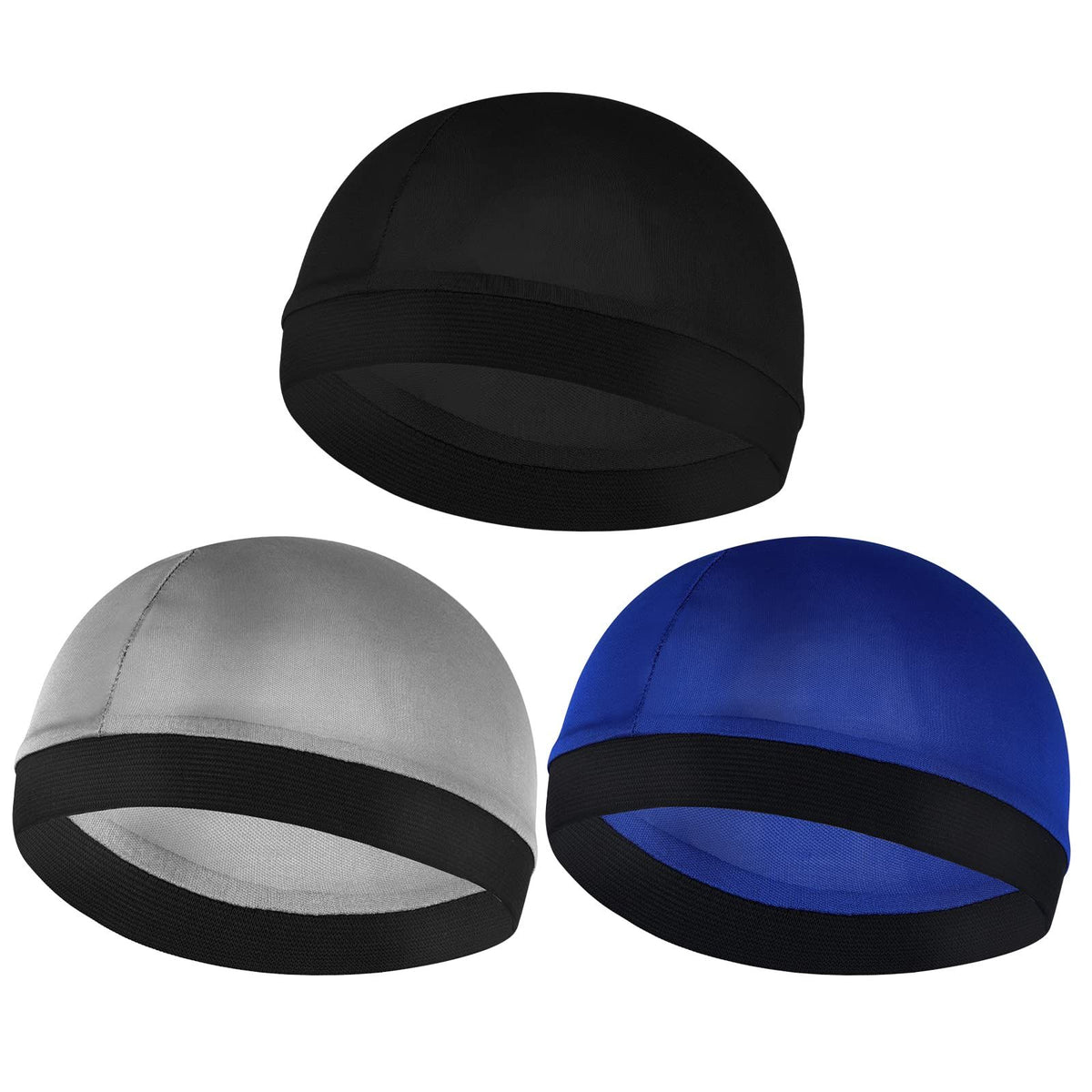 3Pcs Elastic Band Silkly Wave Caps for Men Headwraps Wide Strap Silky Feeling Unisex Skull Caps Men's Shower Cap Bath Accessories