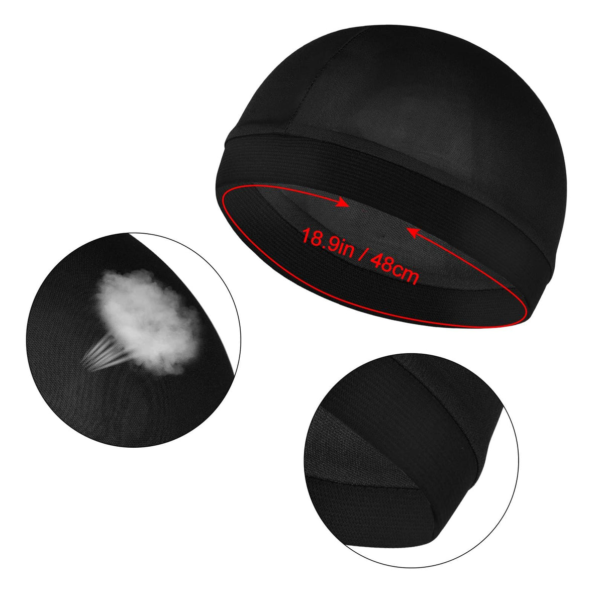 3Pcs Elastic Band Silkly Wave Caps for Men Headwraps Wide Strap Silky Feeling Unisex Skull Caps Men's Shower Cap Bath Accessories