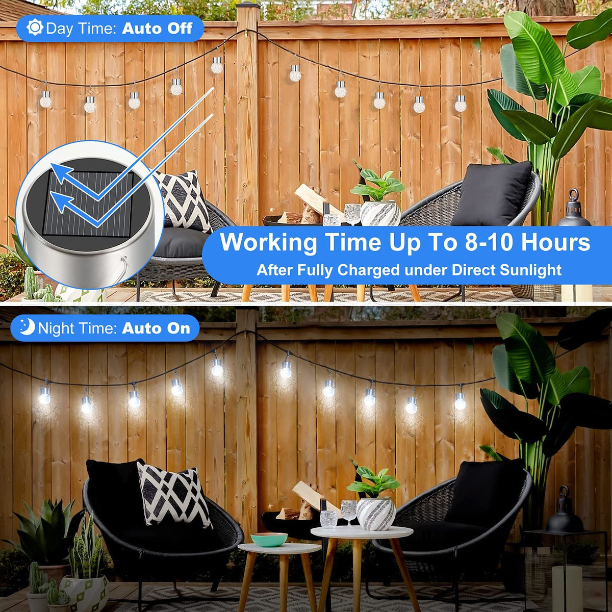 12Pack Outdoor Hanging Solar Lights - Solar Powered Glass Ball Lights Waterproof Tree Hanging Outdoor Globe Lights, Daylight White