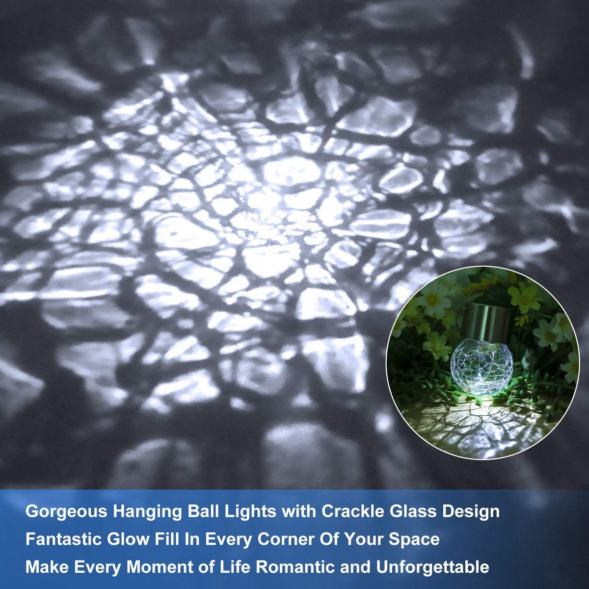 12Pack Outdoor Hanging Solar Lights - Solar Powered Glass Ball Lights Waterproof Tree Hanging Outdoor Globe Lights, Daylight White