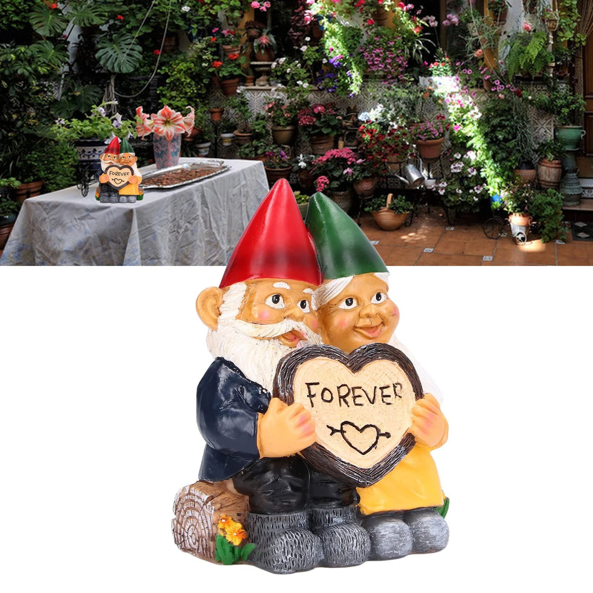 Garden Couples Gnome Statue,Small Indoor Outdoor Garden Figurine,Garden Gnome Couple Statues Figurine Household Resin