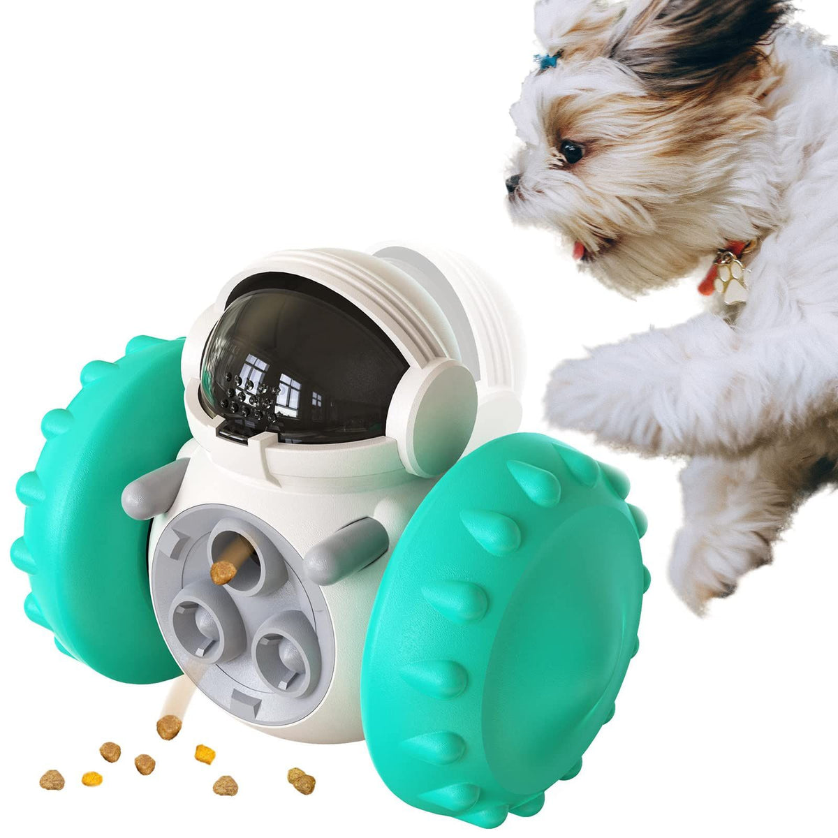 Dog Puzzle Toy | Interactive Treat Dispenser, Durable Play Training for Small/Medium Dogs (Blue) Robot-Shaped Dog Toy
