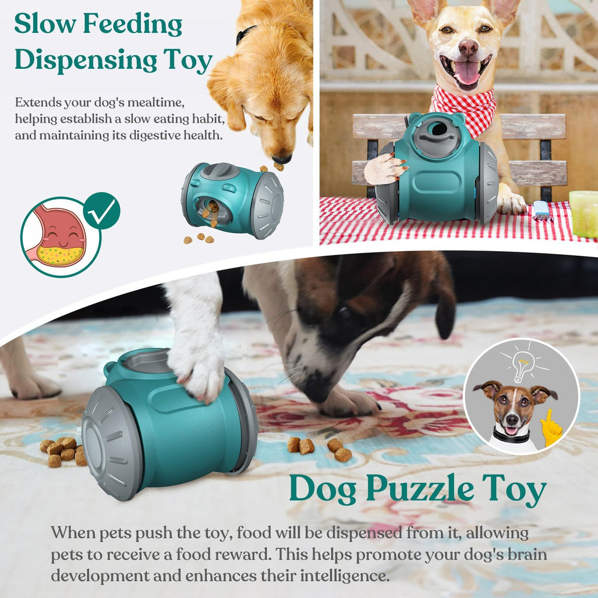 Dispensing Puzzle Toys for Medium Small Dogs, Interactive Chase Toys, Slow Feeder, Perfect Alternative to Slow Feeder Dog(Blue)