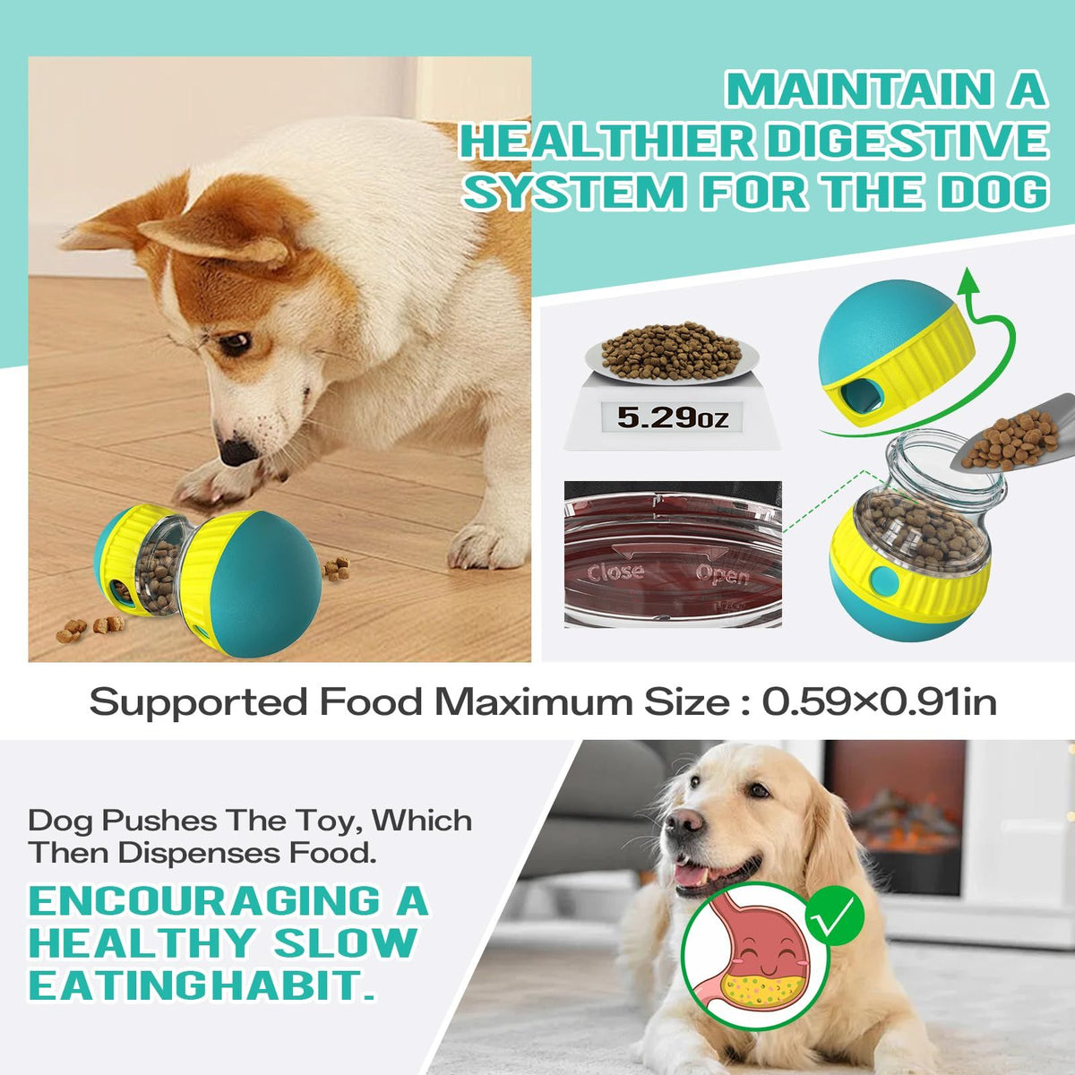 Dog Puzzle Toys, Adjustable Dog Treat Dispensing,Interactive Dog Enrichment Toy to Keep Them Busy,Food Puzzles Ball  (Blue)