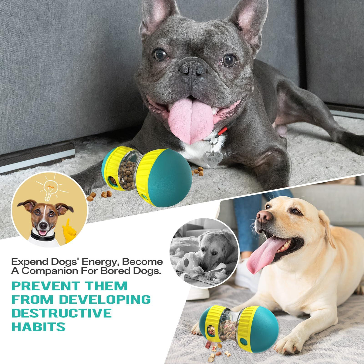 Dog Puzzle Toys, Adjustable Dog Treat Dispensing,Interactive Dog Enrichment Toy to Keep Them Busy,Food Puzzles Ball  (Blue)