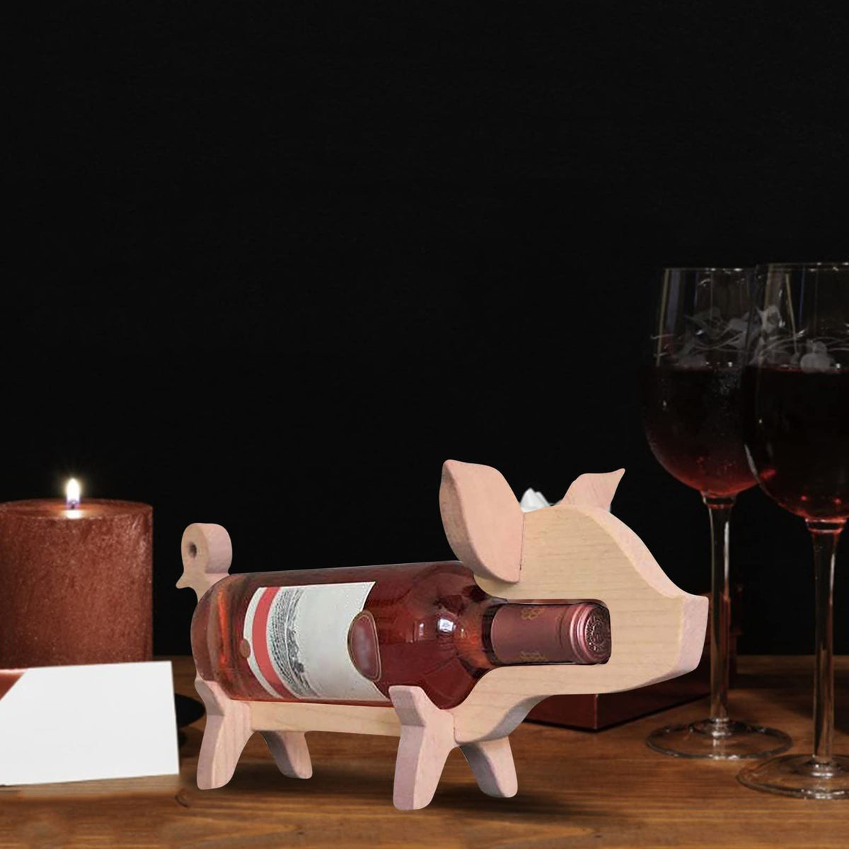 Large Wine Rack Storage Wooden Wine Rack Wine Rack Pig Ornamentsrack Ornaments Wine Cabinet Decorations Coffee Organizer