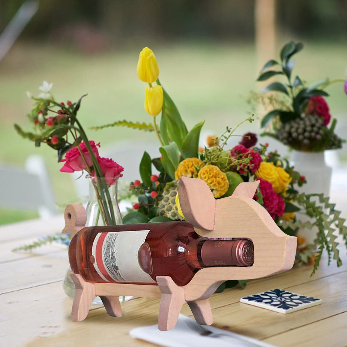 Large Wine Rack Storage Wooden Wine Rack Wine Rack Pig Ornamentsrack Ornaments Wine Cabinet Decorations Coffee Organizer