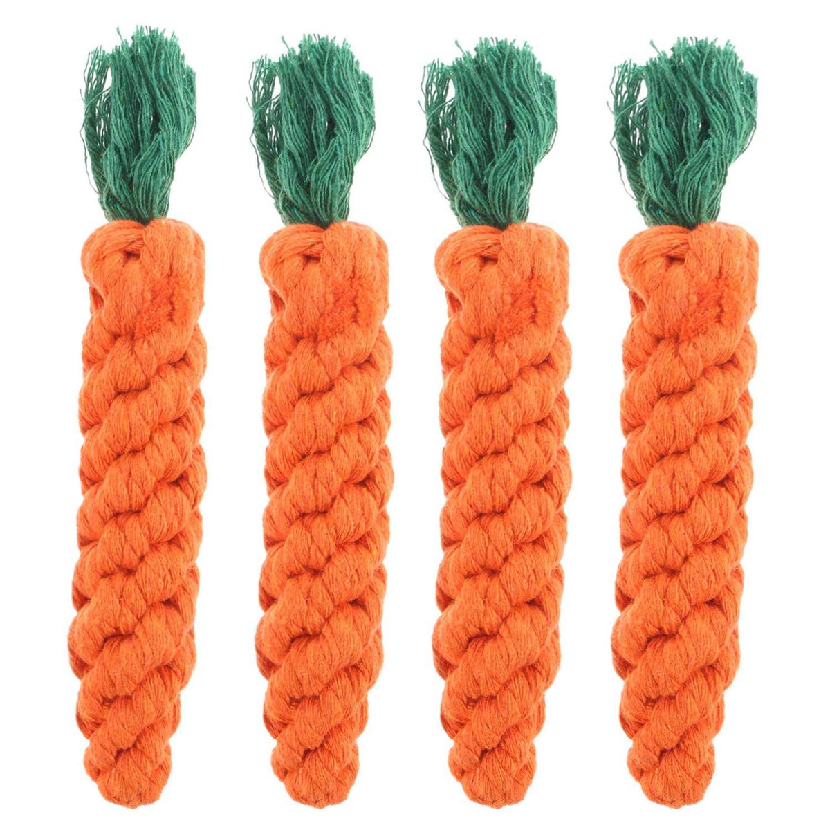 4 Pieces Pet Dog Puppy Cat Toy Chew Knot Cotton Knot Carrot,Pet Teeth Cleaning Chewing Toy,Cotton Rope Chewer for Pet