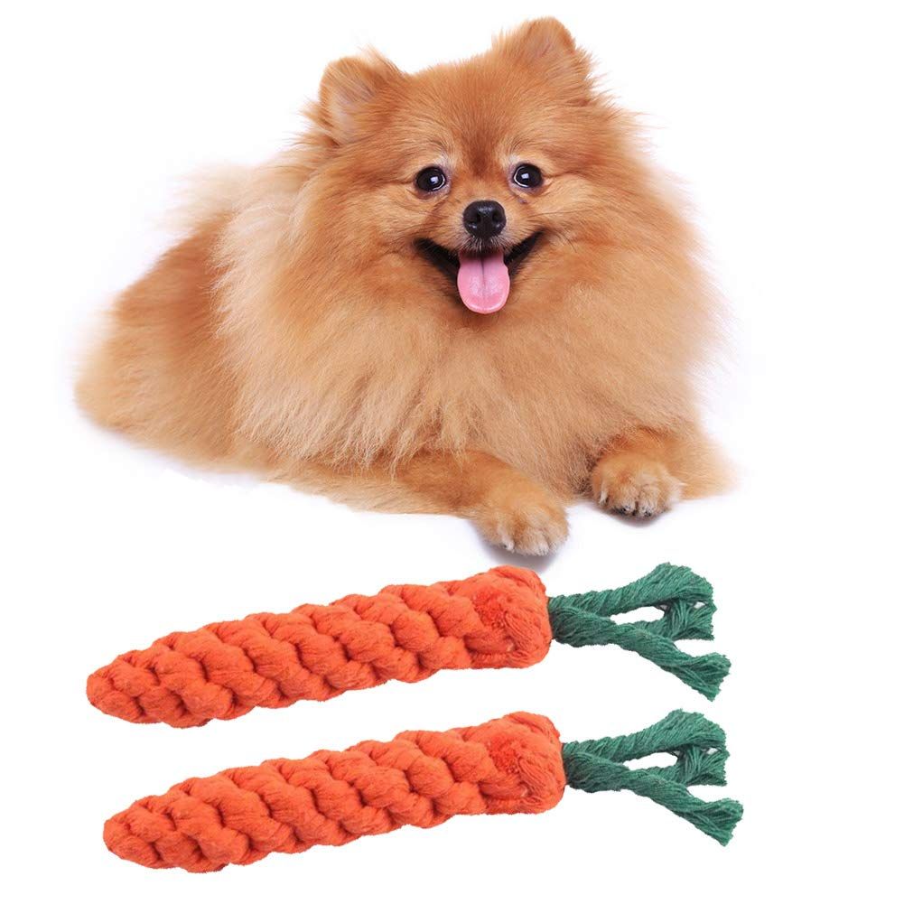 4 Pieces Pet Dog Puppy Cat Toy Chew Knot Cotton Knot Carrot,Pet Teeth Cleaning Chewing Toy,Cotton Rope Chewer for Pet