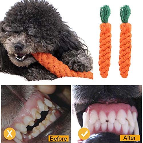 4 Pieces Pet Dog Puppy Cat Toy Chew Knot Cotton Knot Carrot,Pet Teeth Cleaning Chewing Toy,Cotton Rope Chewer for Pet