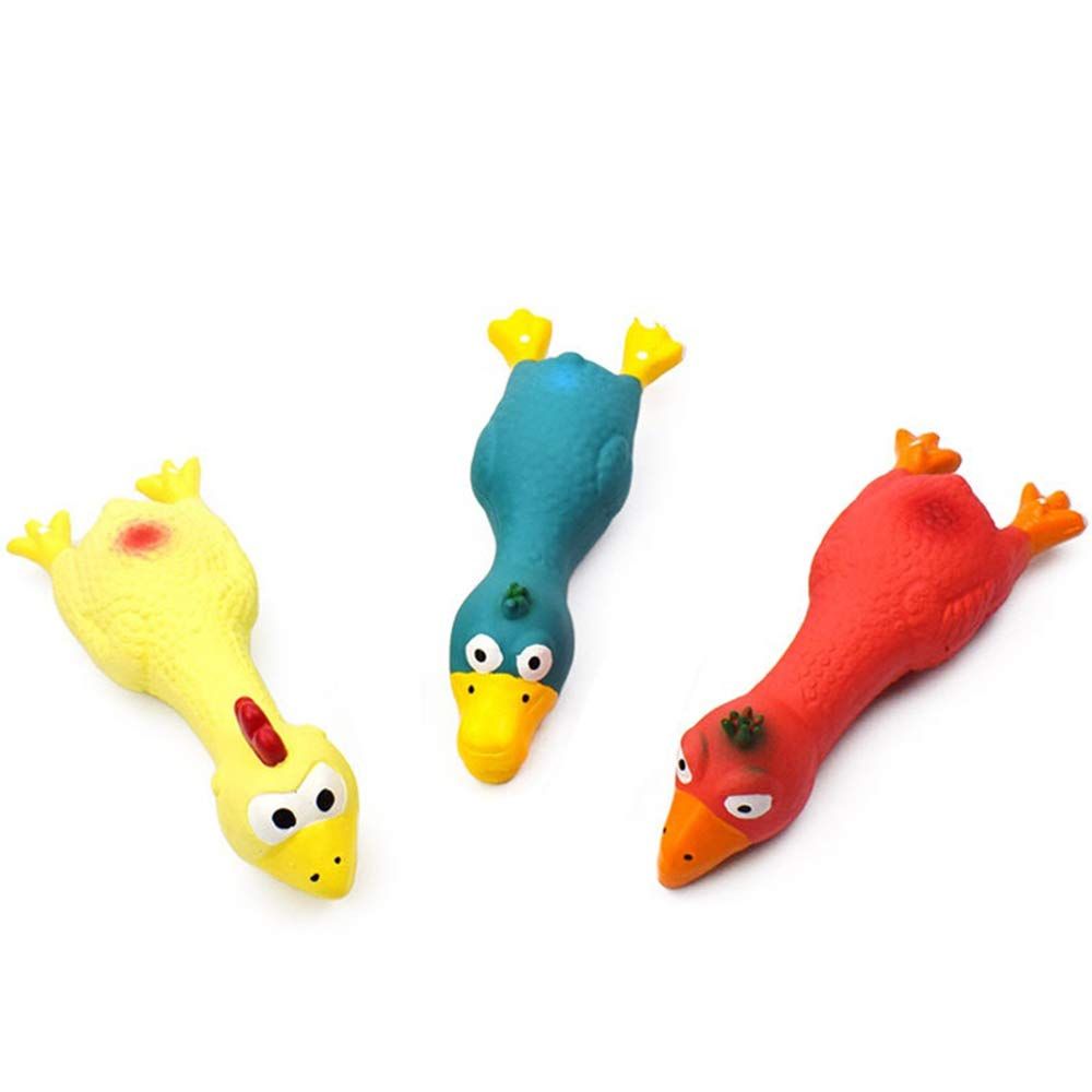 3PCS Dog Squeaky Toys, Dog Small Screaming Chicken Toys, 6.6" Long Soft Rubber Chew Toys for Puppy Small Medium Dogs